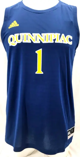 NEW Quinnipiac University Bobcats Navy Adidas Basketball Jersey Shirt Mens L