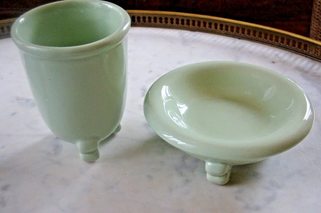 ENSEMBLE DE SALLE De Bain Ancien Gobelet Et Porte Savon En Ceramique An