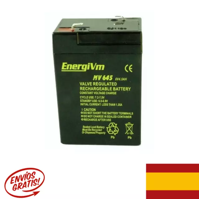 Batería De Plomo 6 Voltios 6V - 4.5 Ah / 6 12 Energivm