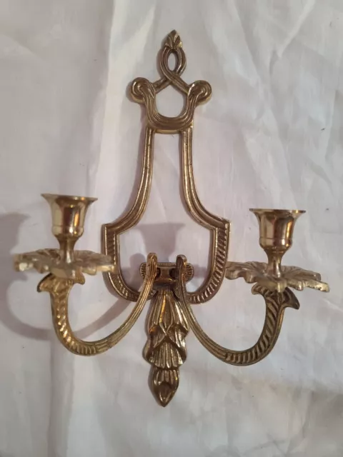 Antique Brass Wall Sconce Candle Holder Double Arm Candlestick Holder, Ornate