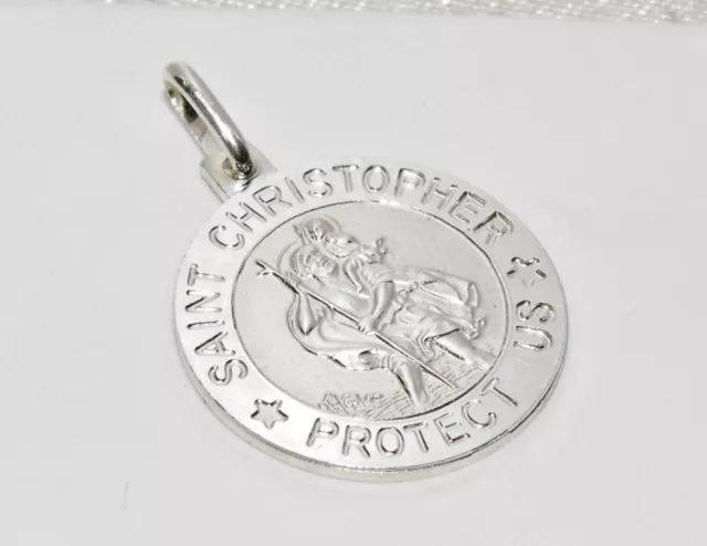 Solid Sterling Silver (925) St Christopher Pendant -