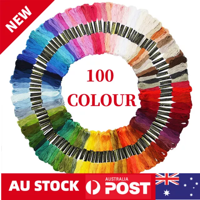 100 Colourful Egyptian Cross Stitch Cotton Sewing Skeins Embroidery Thread Floss