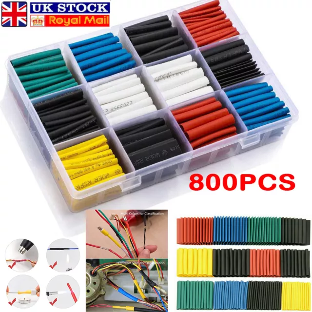 800X Heat Shrink Tubing Tube Sleeve Car Electrical Assorted Cable Wire Wrap Kit