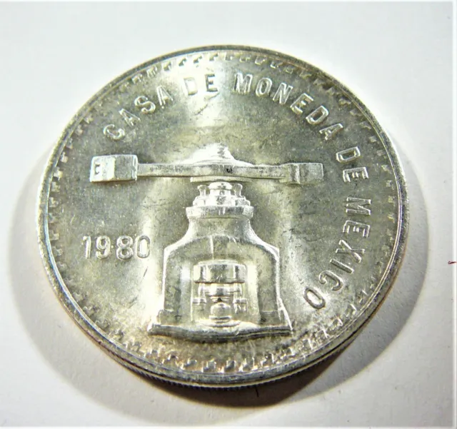 1980 Mexican Una Onza Troy De Plata Pura .925 Silver Coin Casa de Moneda SD2