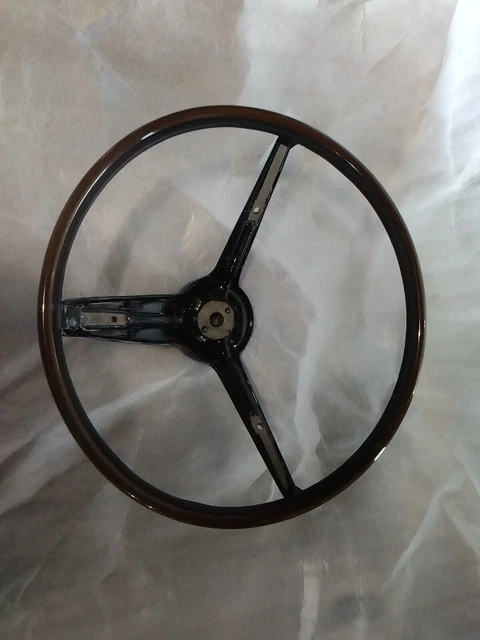 Black/Wood 1970 Mustang Rim Blow 3-Spoke Steering Wheel 122- Remanufactured