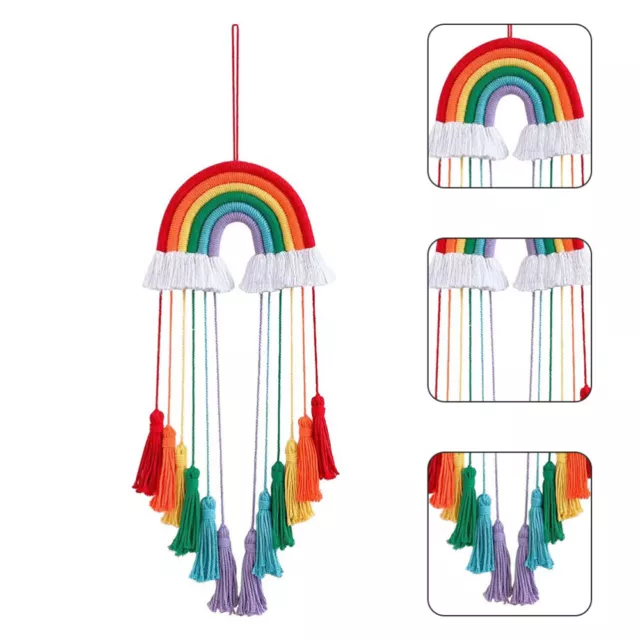 Rainbow Macrame Heart Tassel Garland for Home Decor