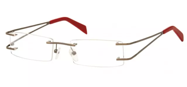 Stylische Randlose Brille incl Sehstärke + Doppelbügel  2 Farben 9 Glasvarianten