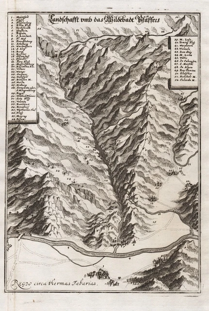 Bagno Pfäfers Wildbad Cantone St Gallen Svizzera Incisione Merian 1650