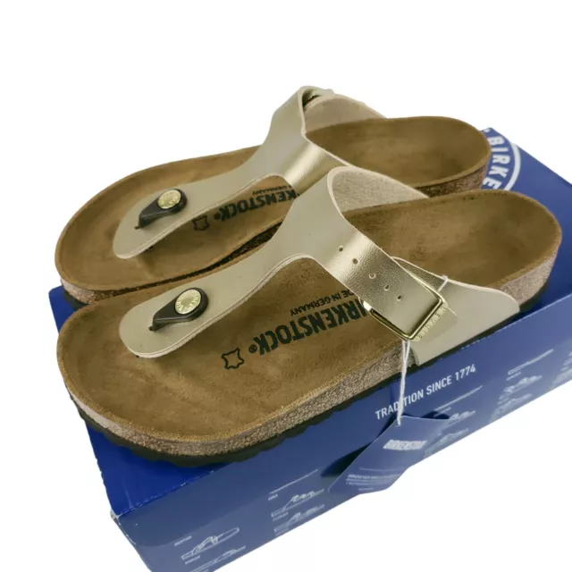 BIRKENSTOCK Gizeh BS Birko Flor Leather Thong Sandal GOLD Regular Fit