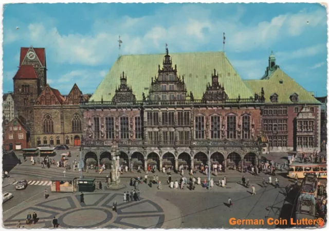 AK - 28195 BREMEN (Stadtmitte), Blick auf den Marktplatz, gelaufen 1965 (#21623)