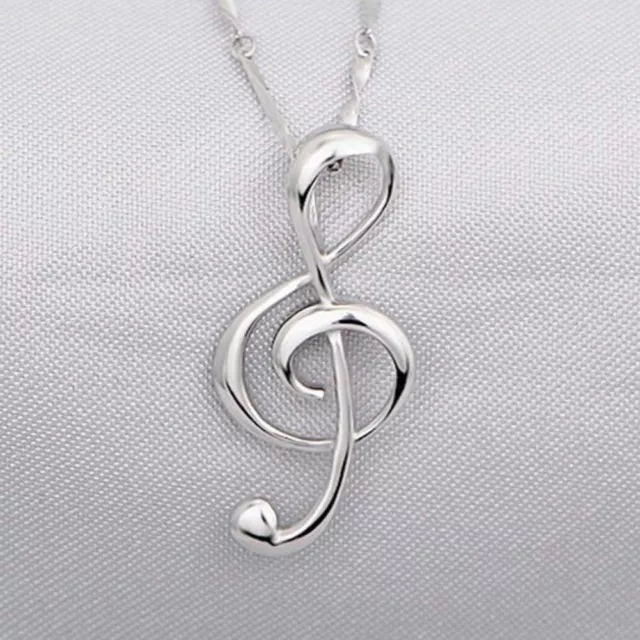 925 Sterlingsilber Halskette Anhänger Musik Note Notenschlüssel Damen Collier