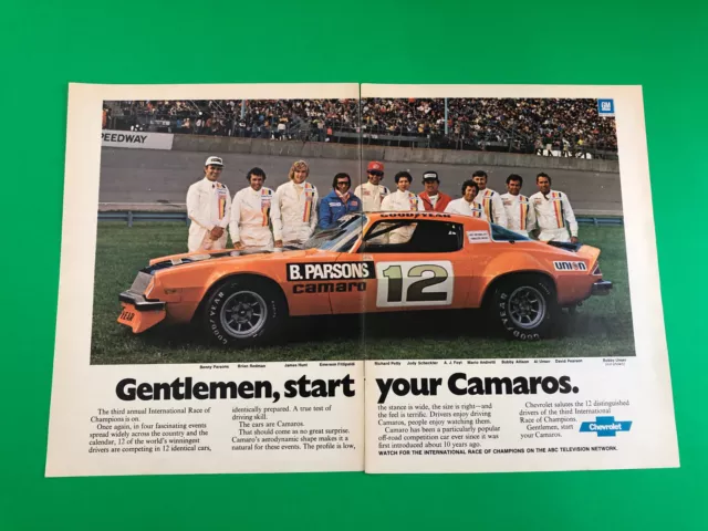 1975 Chevrolet Camaro Iroc Vintage Original Print Ad Advertisement 2 Page