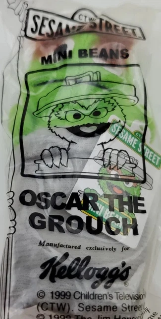 KELLOGG’S OSCAR THE Grouch Sesame Street Mini Beans 1999 Trash Can
