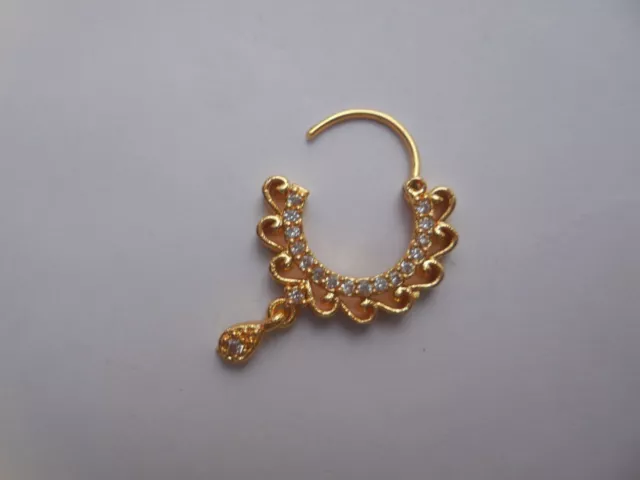 Nose Ring Indian Piercing Nath Fashion Jewelry Hoop Gold Designer White Crystal