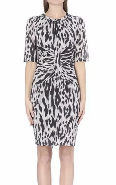 WHISTLES Bella 85% Silk Dress Beige Black Animal Leopard Print 8 S 36 RPR £155