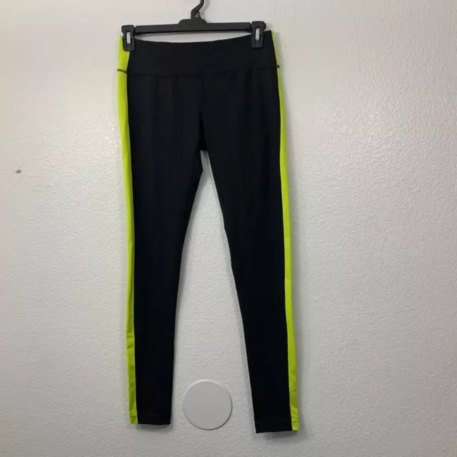 Z by Zella Women's Size M Black Leggings Neon Striped Mid Rise Full Length