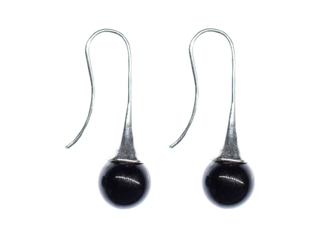 Schwarze Perlen Ohrringe Miniblings Hänger schick Ohrschmuck Kugel Perle Edelste
