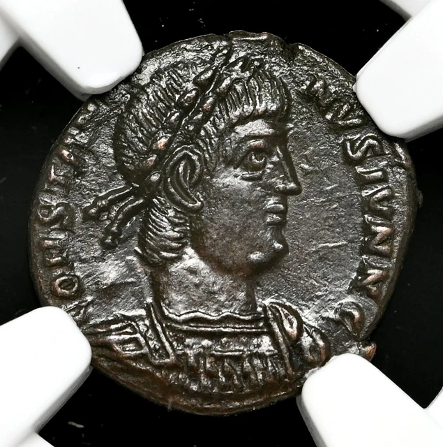 ROMAN EMPIRE. CONSTANTINE II, AD 337-340. Æ Nummus, Soliders, NGC