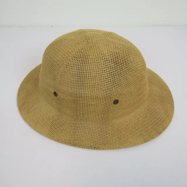 VINTAGE BROOKSTONE ADJUSTABLE Tan Woven Safari Hat Jumanji Pith Helmet ...