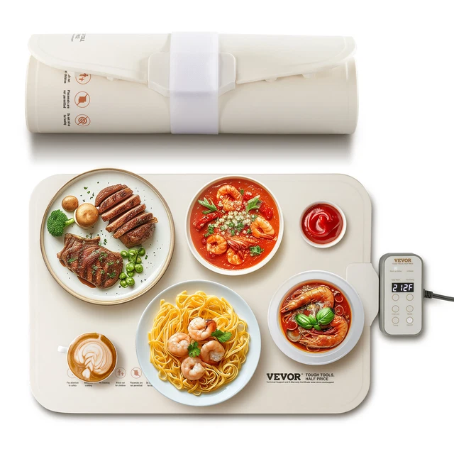 Morpilot Chauffe-Plats Electrique à Température Réglable, Plaque Chauffante Rapide Pliable Avec Design Elégant, Plateau Alimentaire Isotherme Pour Fêtes, Buffets, Réunions De Famille, Shabbat - 7