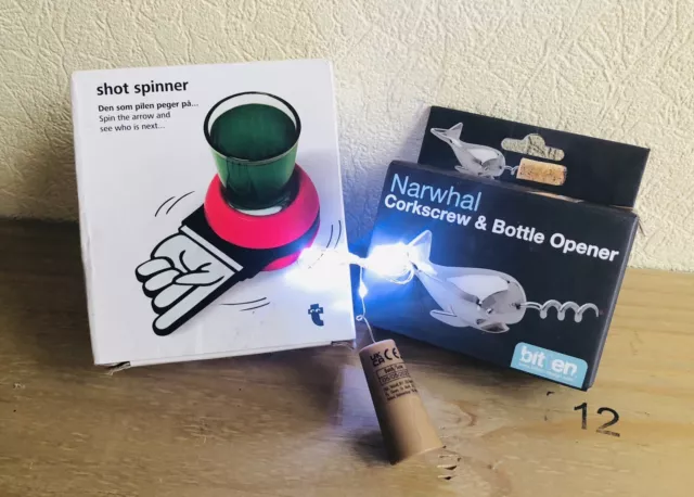 Narwhal Corkscrew Shot Spinner Light Up Bottle Stopper Mens Christmas Gifts