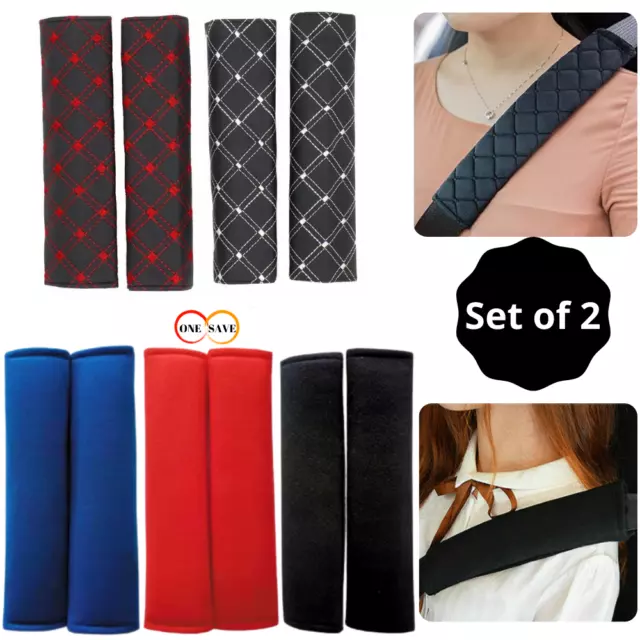 2 x Car Seat Belt Cover Pads Car Safety Cushion Covers Strap Pad For Adults Kids