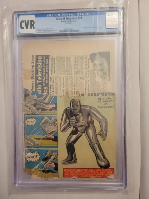 Tales of Suspense #39 CGC CVR Cover Only 1963 1st Appearance Of Iron Man