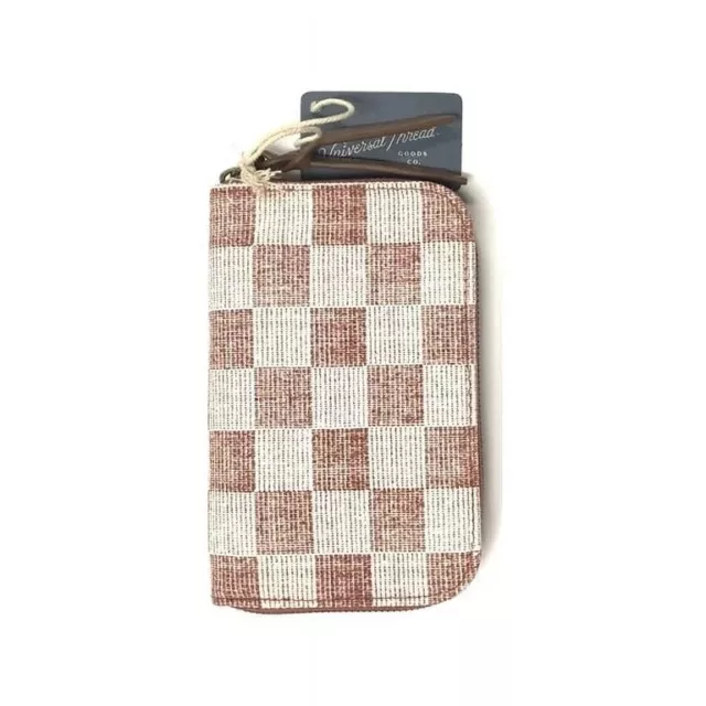 Universal Thread Zip Around Terracotta Checkered Red & White Folio Wallet