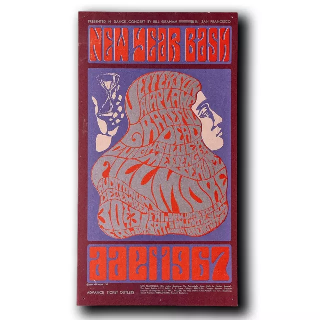 Jefferson Airplane / Grateful Dead New 1966 Years Eve Handbill