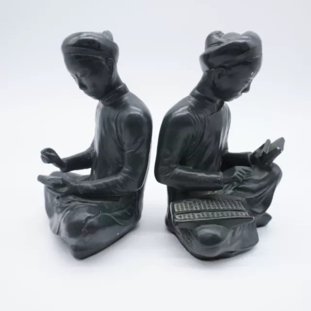 Austin Productions 1961 Chalkware Bookends, Chinese scholars, a mathematician