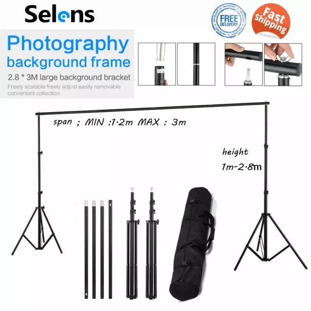 2.8x3m Photography Background Support Stand Photo Studio Backdrop 4 Crossbar Kit