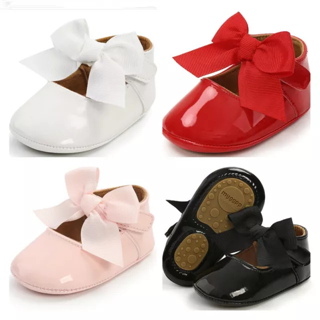 Newborn Baby Girl Pram Shoe Infant Princess Dress Shoes Rubber PreWalker Trainer