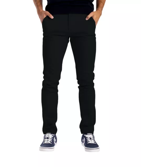 Mens Chino Trousers Slim Fit Stretch Full Pants Casual Jeans Size 30-40
