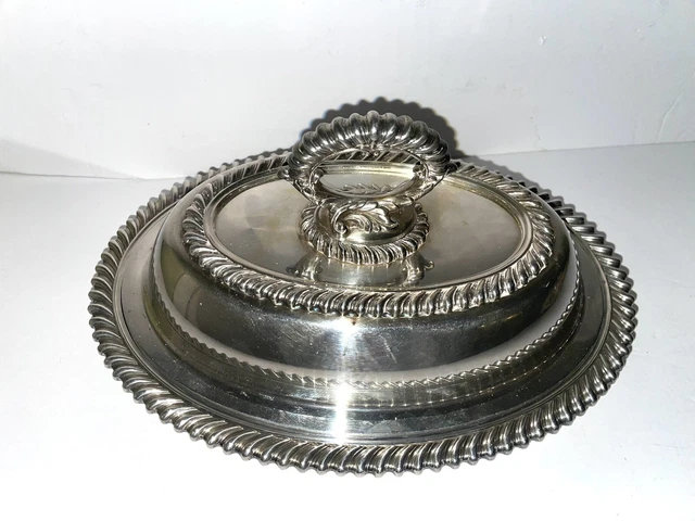 Vintage EGW&S EPNS Nickel Silver Plated Ornate Covered Vegetable Dish