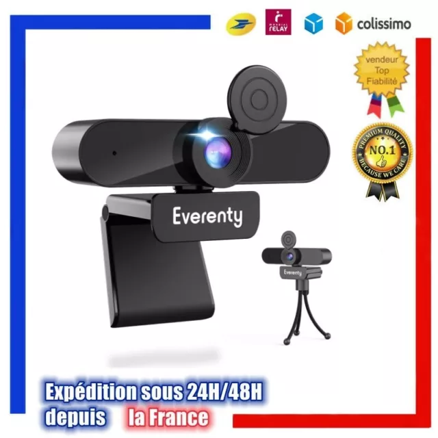 Camera Webcam with Microphone, 2K 1440p Full HD, with Cover and Tripod, Dual S