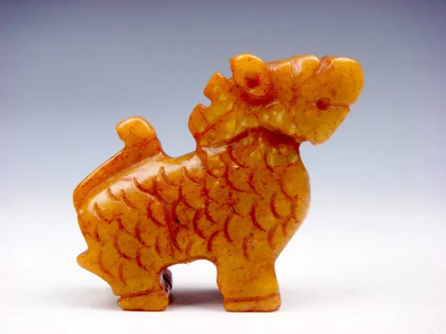 Old Nephrite Jade Stone Carved Monster Foo Dog Lion Standing #10102304