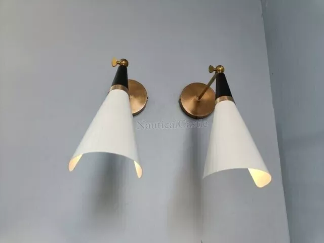 Wall Sconce Light Pair 1950s Mid Century Brass Italian Diabolo Vintage Wall Scon