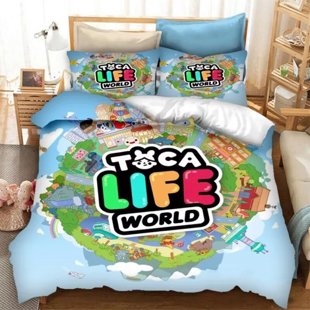 Toca Life World/Doona Quilt Cover/Double-sided Pillowcase/Duvet Cover Bed Set