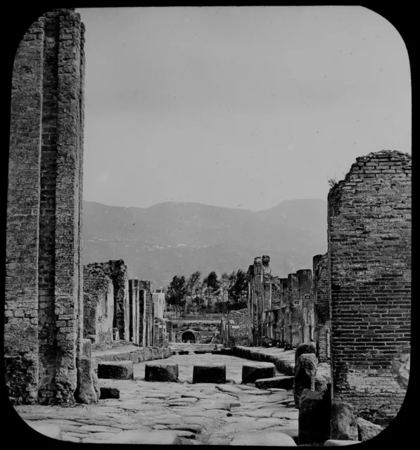 ANTIQUE Magic Lantern Slide POMPEII THE STABIAN STREET C1910 OLD PHOTO ITALY