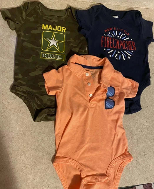 Carters 12month Boys Lot Of 3 Bodysuits, Short Sleeve