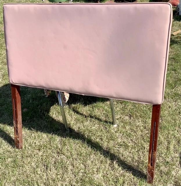 Vintage mid century modern retro twin size vinyl pink bed headboard