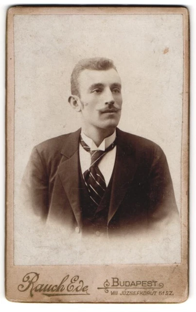 Fotografie Ede Rauch, Budapest, Józsefkörút 51 sz, Michael Finla im Anzug mit K