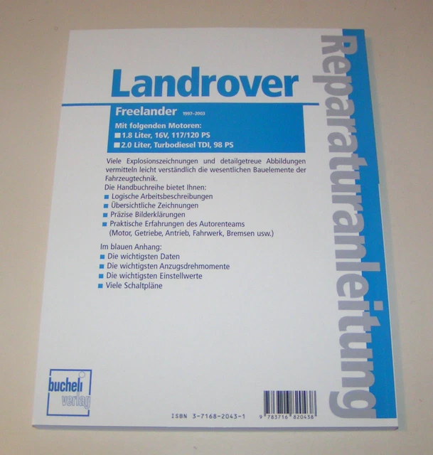 MANUEL DE RÉPARATION / Service Land Rover Freelander Type Ln à Partir