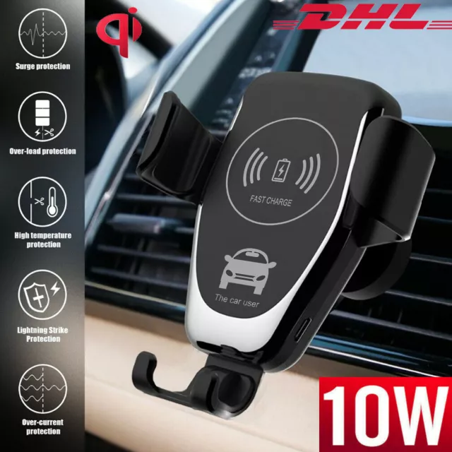 Autoladegerät 10W QI Handy Auto Halterung KFZ Wireless Fast Charger Induktion