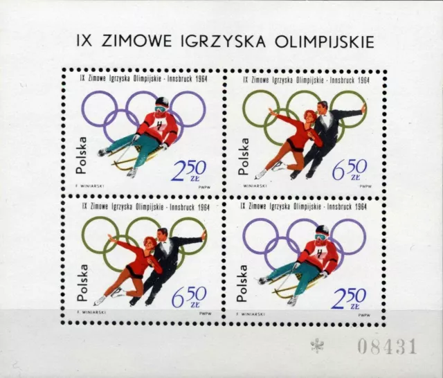 Polonia - Olimpiadi di Innsbruck 1964 - Foglietto nuovo - MNH