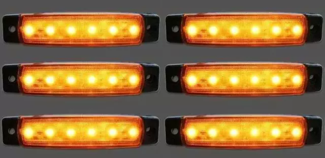 6 Piezas 24V 6 LED Lateral Marcador Naranja Ámbar Luces Para Iveco DAF Man Volvo