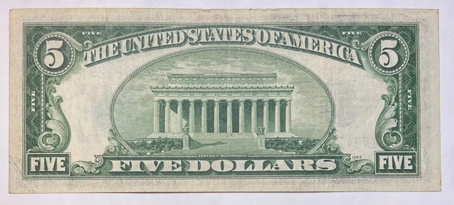 Series of 1934 A United States Silver Certificate $5 Small Note Blue Seal 2