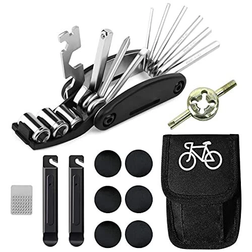 Kit Réparation Vélo Qoosea 16 En 1 + Mini Pompe 120 PSI - Pour Vélos VTT, Route, BMX