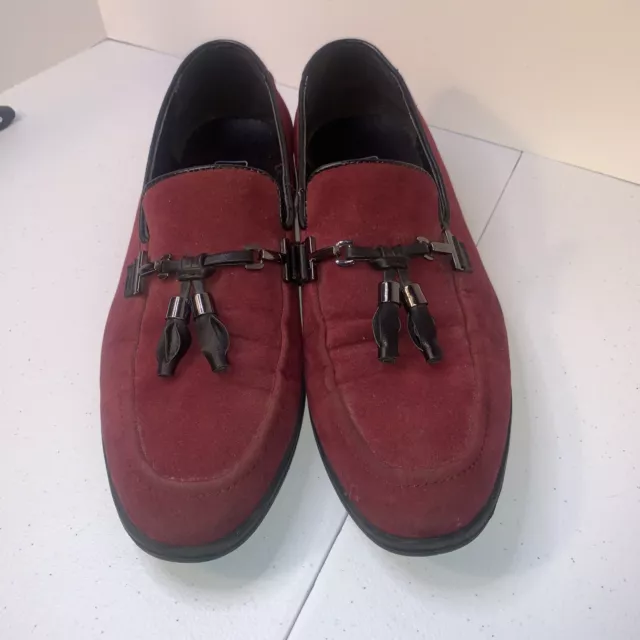 ASOS DESIGN Mens loafers in burgundy faux suede with tassel Shoes US SIZE 10.5