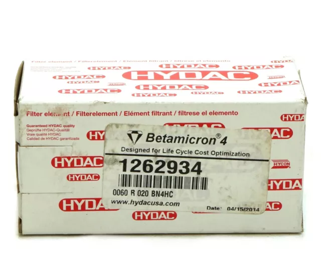 Hydac Betamicron 1262934 Hydraulic Filter Element 20 Micron 16gpm 0060 R 020 BN4 2